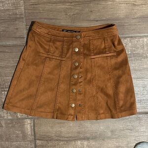 Zara Tan Button-Down Mini Skirt